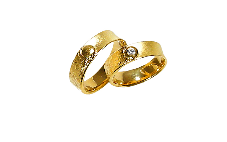 05165+05166-wedding rings, gold 750 and a brillant